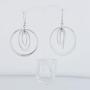 Pepe Dominguez 925 Sterling Silver 3 Hoops in Satellite Orbit Dangle Earrings