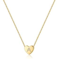 M MOOHAM Initial Heart Necklace for Girls Women, Dainty Cubic Zirconia Initial Heart Pendant Necklace for Women Girls Jewelry Gifts