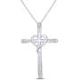 Jewel Zone US White Natural Diamond Cross Heart Pendant in 10K Solid Gold (1/20 cttw)