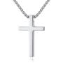 Reve Simple Stainless Steel Silver Tone Cross Pendant Chain Necklace for Men Women, 20-22 Inches