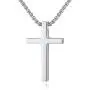Reve Simple Stainless Steel Silver Tone Cross Pendant Chain Necklace for Men Women, 20-22 Inches Reve Simple Stainless Steel Silver Tone Cross Pendant Chain Necklace for Men Women, 20-22 Inches