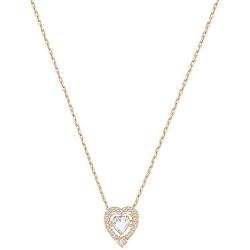 Swarovski Jewelry Rose-Gold Tone White Sparkling Dance Heart Necklace