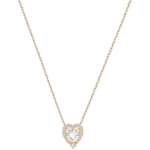 Swarovski Jewelry Rose-Gold Tone White Sparkling Dance Heart Necklace