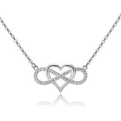 ELEGANZIA Infinity Necklaces for Women Mom Girlfriend Granddaughter Sparkling Cubic Zirconia Infinite Love Heart Eternity Pendant 925 Sterling Silver Jewelry Anniversary Birthday for Her