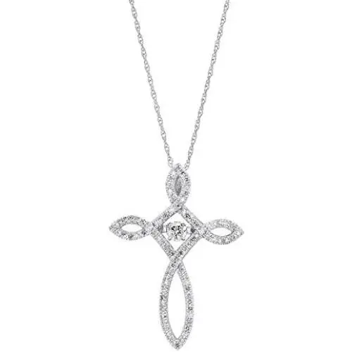 0.33 Carat (ctw) Round White Diamond Ladies Looping Dancing Cross Pendant 1/3 CT, (Gold Chain Included) 0.33 Carat (ctw) Round White Diamond Ladies Looping Dancing Cross Pendant 1/3 CT, (Gold Chain Included)