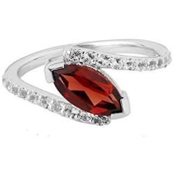 ShahGems Summer Fashion Sale Natural Gemstone Birthstone Rings (Size 7) for Women Garnet Marquise(1.5 cttw) Petite 925 Sterling Silver Red Rings for Women