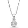 10K White Gold Diamond Cluster Pendant with Sterling Silver Chain Necklace (1/5 cttw, I-J Color, I2-I3 Clarity), 18''