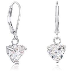 Buyless Fashion Girls And Women Heart Stone Dangle Earrings Silver Jewelry