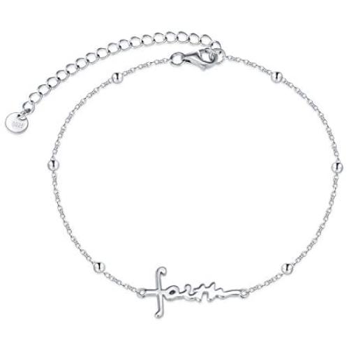 ROMANTIC WORK Faith Cross Bracelet for Women Sterling Silver Christian Bracelets Faith Jewelry Gifts for Women Girlfriend Mother