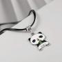 Winssi Cute Panda Necklace with Black Cord Panda Jewelry Gift for Teen Girls and Boys