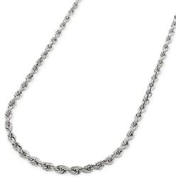 Verona Jewelers 925 Sterling Silver Diamond-Cut Rope Chain Necklace 2MM, 3MM, 4MM - 925 Braided Twist Italian Necklace, 925 Gold Rope Chain, 14K Gold Over Silver Rope Chain Necklace