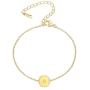 Ovian Initial Charm Bracelet for Women 18K Gold Plated Stainless Steel Coin Disc Engraved Letter Bracelet Personalized Monogram Name Bracelet for Girls
