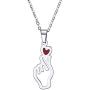 COMTRUDE BTS Love Necklace, Stainless Steel Personalised Finger Heart Kpop BTS Charm Love Yourself Pendant