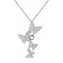 AOBOCO Sterling Silver Butterfly Necklace Embellished with Crystals from Austria & Cubic Zirconia, 18'' + 2'' O-chain, Fine Anniversary Birthday Jewelry Gifts for Women - Dancing Butterfly Series