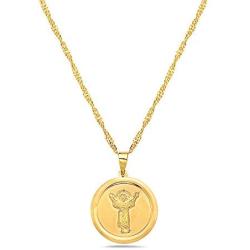 18K Gold Divine Child Medallion Pendant in 18K Gold 2MM Singapore Chain Necklace -18''