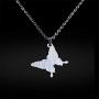 Temperature Sensing Color Changing Butterfly Necklace Colorful Transfer Womens Fashion Pendant Necklaces Stainless Steel Jewelry as Birthday for Women Girls