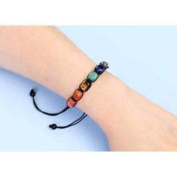 Top Plaza 7 Chakra Stone Yoga Bracelet Reiki Healing Crystal Natural Gemstone Braided Rope Bracelets for Women Girl