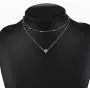 Layered Heart Beads Chain Clavicle Choker Necklace Bird Leaf Pendant Simple Boho Beach Jewelry-Silver
