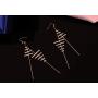 Fashion Irregular Long Tassel Leaf Earrings Long Fringe Chain Crystal CZ Drop Dangle Earrings for Women Girls