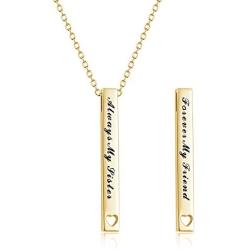 Sister Gifts from Sister, Sterling Silver Bar Necklace, Inspirational Jewelry Birthday Gifts for Sister Women Friends