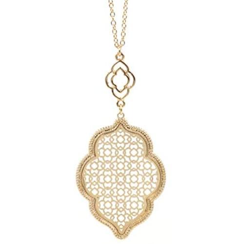 StylesILove Womens Trendy Pave Rhinestone Long Chain Quatrefoil Pendant Necklace Dangle Earrings
