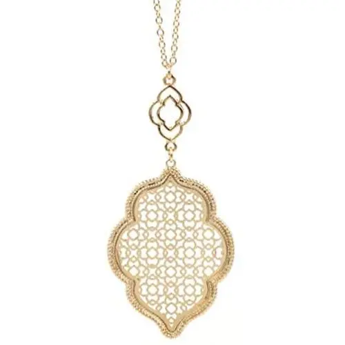 StylesILove Womens Trendy Pave Rhinestone Long Chain Quatrefoil Pendant Necklace Dangle Earrings