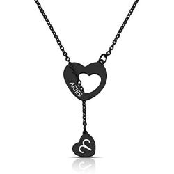 Gold Rose Y Necklaces 12 Zodiac Sign Necklace Black Constellation Jewelry Gift for Women Girls Astrology Sign Symbol Necklaces