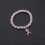 CENWA Breast Cancer Awareness Bracelet Pink Rhinestone Ribbon Charm Beads Bracelet Breast Cancer Support Gift
