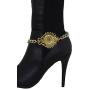 TFJ Women Jewelry Boot Bracelet Bling Flower Victorian Style Pendant Metal Chain Shoe Charm