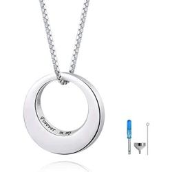 Sterling Silver Circle of Life Urn Necklaces for Ashes Cremation Jewelry Eternity Heart Urn Pendant Necklace for women