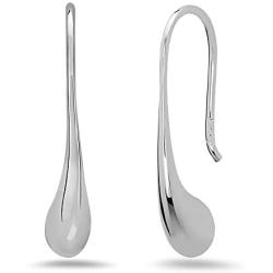Sterling Silver Teardrop Thread Drop Earrings - 100% Hypoallergenic & Allergy Free Jewelry (Silver)
