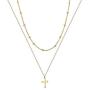 CHESKY 14K Gold Plated Dainty Layered Cross Figaro Chain Necklace Minimalist Sunflower Pendant Necklace Cubic Zirconia Evil Eye Choker Handmade Jewelry for Women