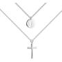 YL Sideways/Ankh Cross Necklace Sterling Silver Infinity/Curved Bar/Eye of Horus/Wishbone/J Letter Initial/Sideways Letter K/Hamsa Hand/Peace Sign Pendant Multilayer Chain Layered Jewelry