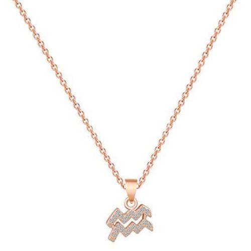 Zodiac Sign Necklace CZ Horoscope Zodiac 12 Constellation Pendant Necklace Birthday Gift for Women Astrology Jewelry