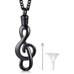 MEALGUET Stainless Steel Musical Note Openable Cremation Urn Pendant for Ashes Memorial Necklace Keepsake Jewelry,24'' Chain