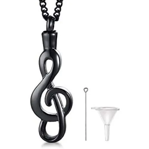 MEALGUET Stainless Steel Musical Note Openable Cremation Urn Pendant for Ashes Memorial Necklace Keepsake Jewelry,24'' Chain MEALGUET Stainless Steel Musical Note Openable Cremation Urn Pendant for Ashes Memorial Necklace Keepsake Jewelry,24'' Chain