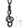 MEALGUET Stainless Steel Musical Note Openable Cremation Urn Pendant for Ashes Memorial Necklace Keepsake Jewelry,24'' Chain