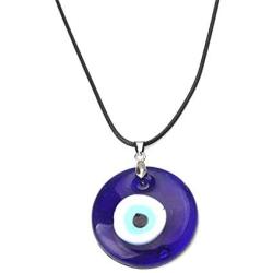Evil Eye Necklace Turkish Blue Glass Evil Eye Pendant Necklaces Hamsa Hand Leather Rope Chain Necklace for Women Men Girls Lucky Protection Jewelry