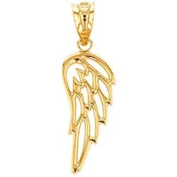 Religious Jewelry by FDJ Fine 10k Yellow Gold Guardian Angel Filigree Wing Charm Pendant