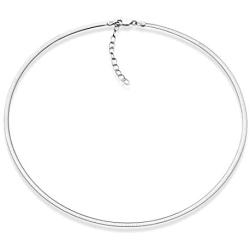 MiaBella 925 Sterling Silver Italian 2mm or 2.5mm Solid Dome Omega Link Chain Necklace for Women 16+2 Adjustable Length Made in Italy