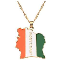 Askana Fashion Unisex Country Countrys Flag Map Gold Pendant Necklaces