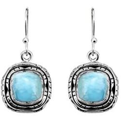 YoTreasure 1.30'' Larimar Dangle Earrings Solid 925 Sterling Silver Jewelry