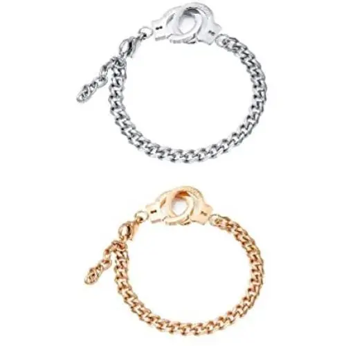 NewZenro Handcuffs Stainless Steel Couples Bracelets for His and Hers Rose Gold Plated Fashion Cute Punk Curb Cuban Chain Matching Set for Lover Gifts Valentines Day Birthday Boyfriend Girlfriend NewZenro Handcuffs Stainless Steel Couples Bracelets for His and Hers Rose Gold Plated Fashion Cute Punk Curb Cuban Chain Matching Set for Lover Gifts Valentines Day Birthday Boyfriend Girlfriend