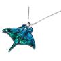 Handmade Ocean Blue Manta Ray Stingray Art Glass Blown Sea Animal Figurine Pendant Necklace Jewelry