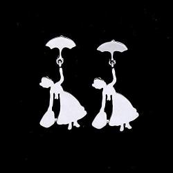 Mary Earrings - Poppins Silver Flying Umbrella Fashion Jewelry for Women