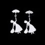 Mary Earrings - Poppins Silver Flying Umbrella Fashion Jewelry for Women