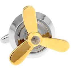 MRCUFF Airplane Plane Propellor Pilot Propeller Pair Cufflinks in a Presentation Gift Box & Polishing Cloth