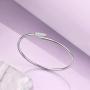 LUHE Dainty Open Cuff Bracelets Sterling Silver Plain Polished Finish Open Cuff Bangle Jewelry Gift for Women Tenns Girls fit Wrist from 5.5-7.6 in Circumference