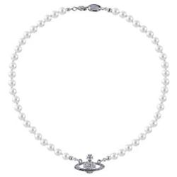 Apmoer Vivienne Westwood Golden Silver Saturn Pearl Necklace Diamond Necklace Pearl Bead Necklaces Crystal Rhinestone Saturn Planet Necklace for Women and Girls