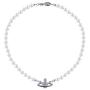 Apmoer Vivienne Westwood Golden Silver Saturn Pearl Necklace Diamond Necklace Pearl Bead Necklaces Crystal Rhinestone Saturn Planet Necklace for Women and Girls